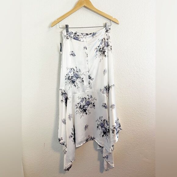 Ganni Cameron Floral Asymmetric Satin Midi Skirt. 36/ small - Picture 4 of 8